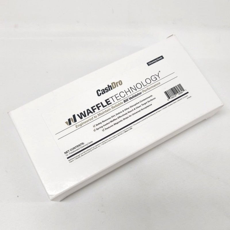 Caja de 15 tarjetas de limpieza de lector de billetes.