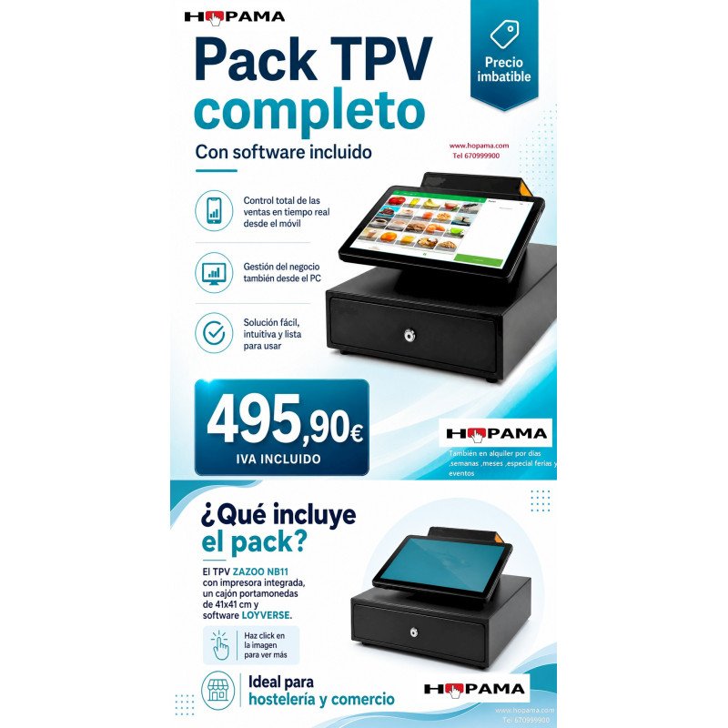 PACK TPV CON CAJON Y SOFWARE VENTAS