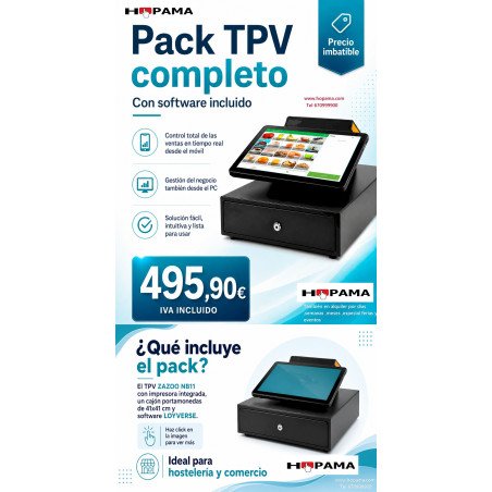 PACK TPV CON CAJON Y SOFWARE VENTAS
